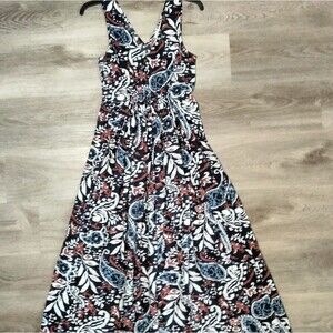 Lucky Brand Sleeveless Paisley Maxi Dress V-Neck